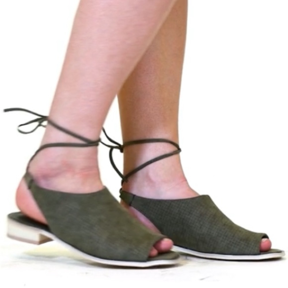 EARTH TONED OLIVE SUEDE SANDALS